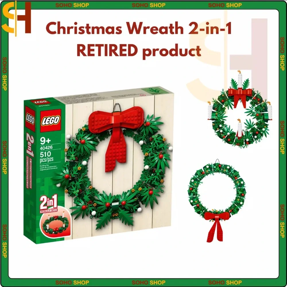 RETIRED - LEGO 40426 Holiday Christmas Wreath 2-in-1 - 510 Pieces  New SEALED